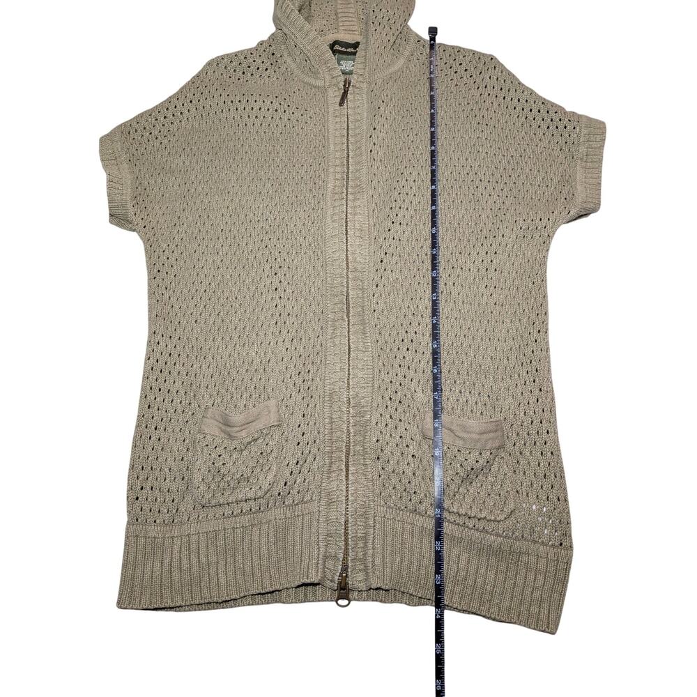 Vintage Eddie Bauer Women’s M Hooded Open Knit Zip Front Sweater Vest Cardigan - Picture 10 of 11